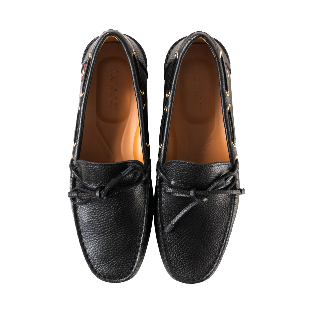 Bally Clay Driver in Grained Leather-in-Black-5-Bally Outlet