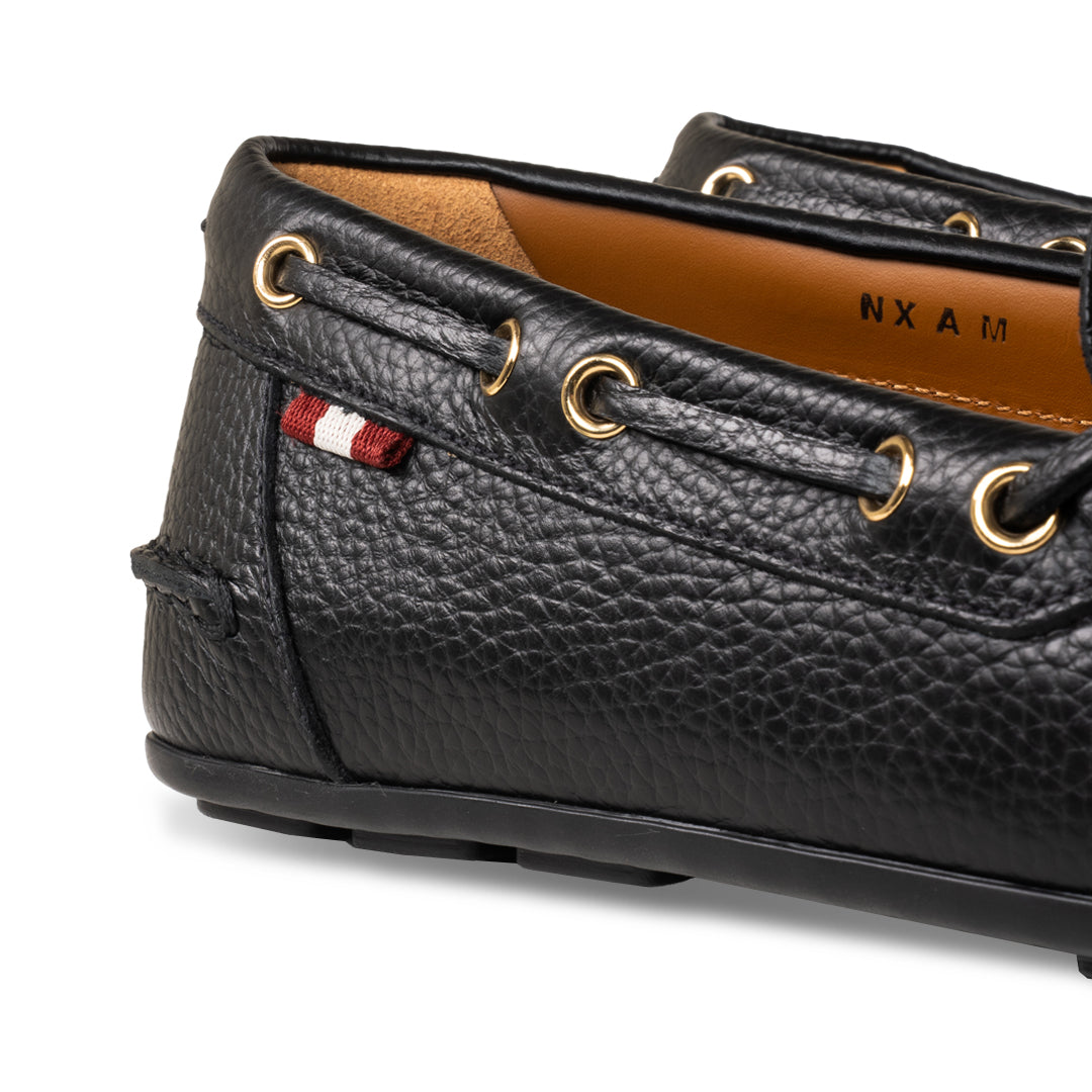 Bally Clay Driver in Grained Leather-in-Black-6-Bally Outlet