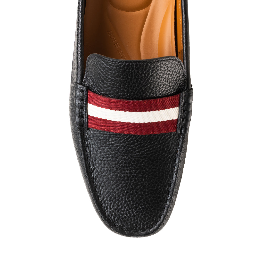 Bally Clay Driver in Grained Leather-in-Black-6-Bally Outlet