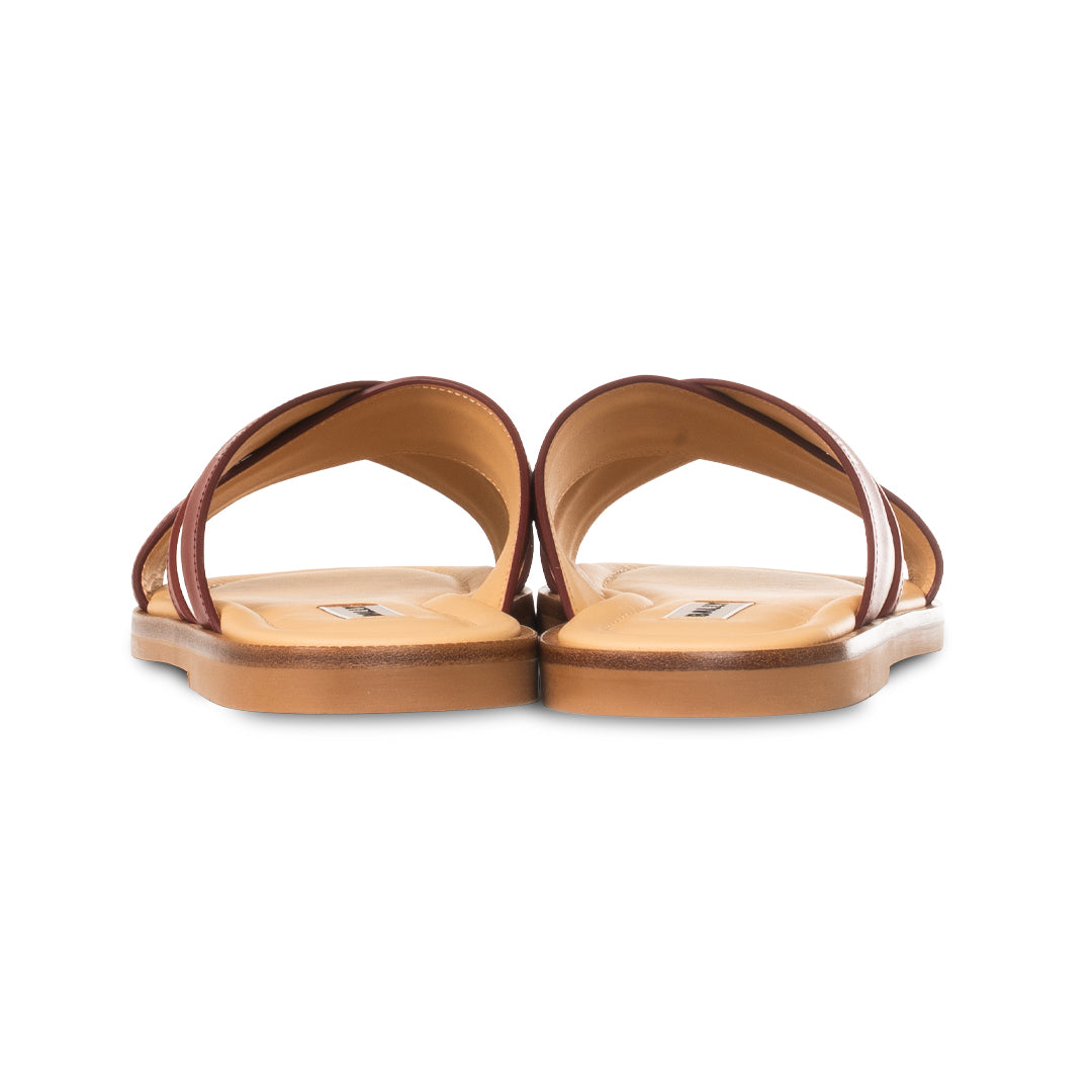 Bally Glide Sandal in Red and White Fabric and Brown Leather-in-Multicolor-4-Bally Outlet