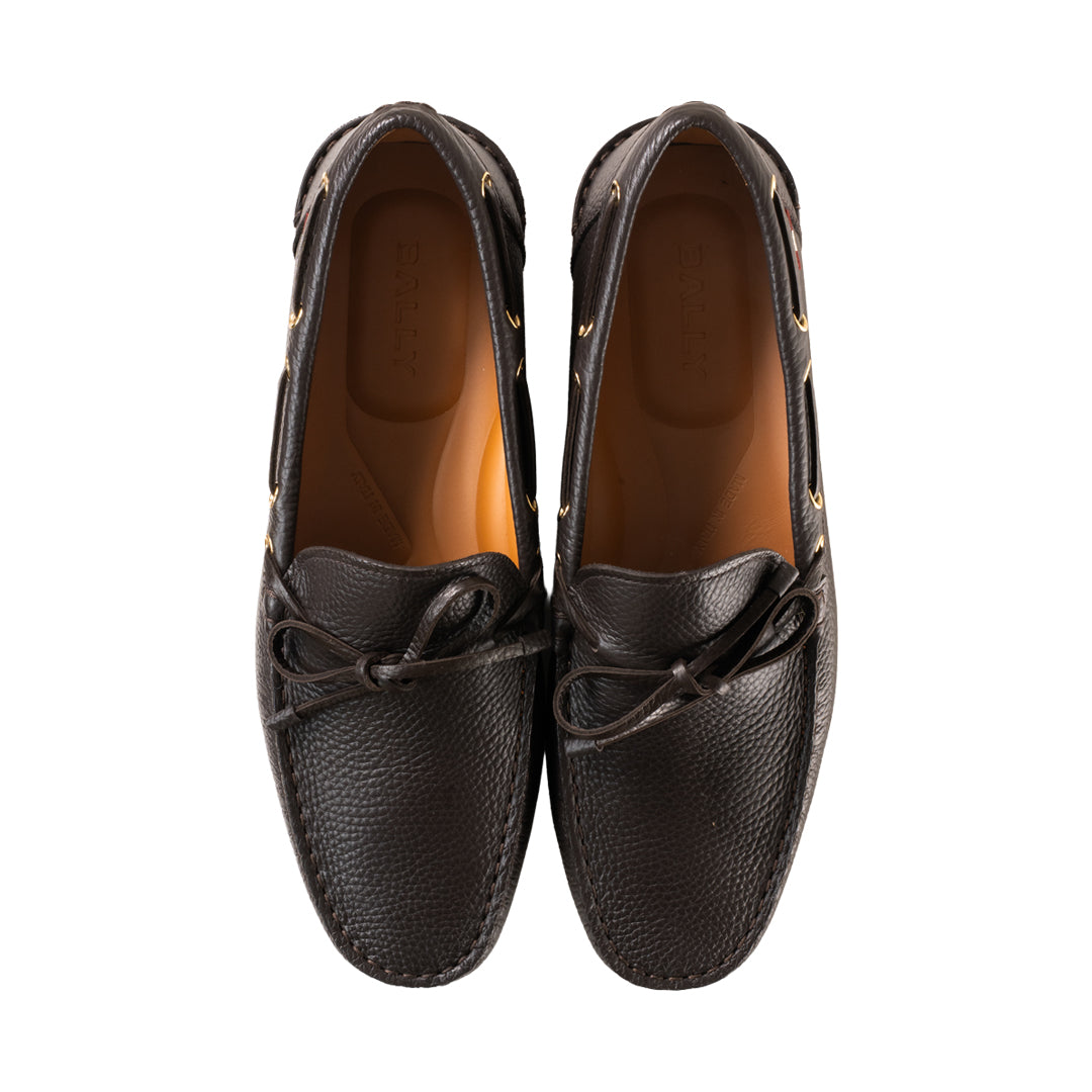 Bally Clay Driver in Grained Leather-in-Brown-4-Bally Outlet