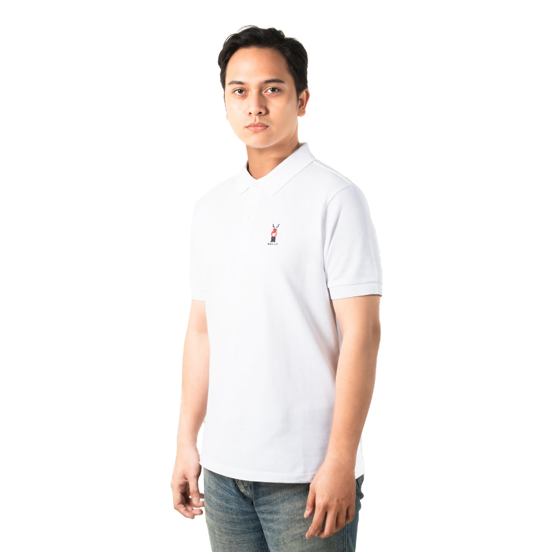 Bally Polo With Forest Mask In Cotton-in-White-1-Bally Outlet