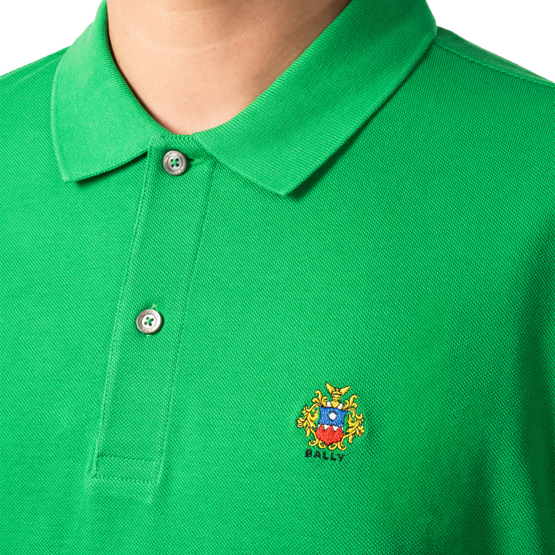 Bally Polo Shirt in Cotton-in-Green-2-Bally Outlet