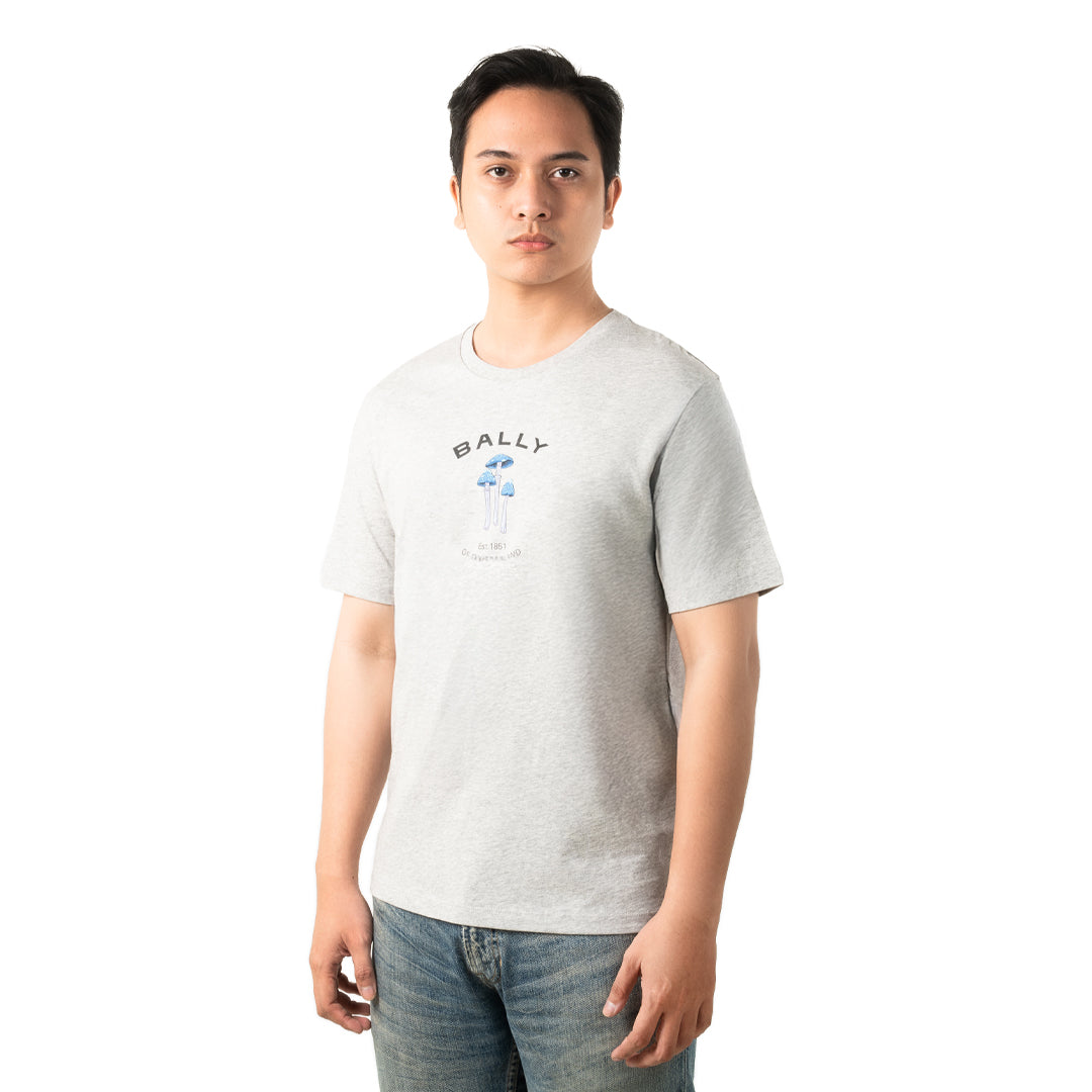 Bally T-Shirt With Enchanting Mushrooms in Cotton-in-White-1-Bally Outlet