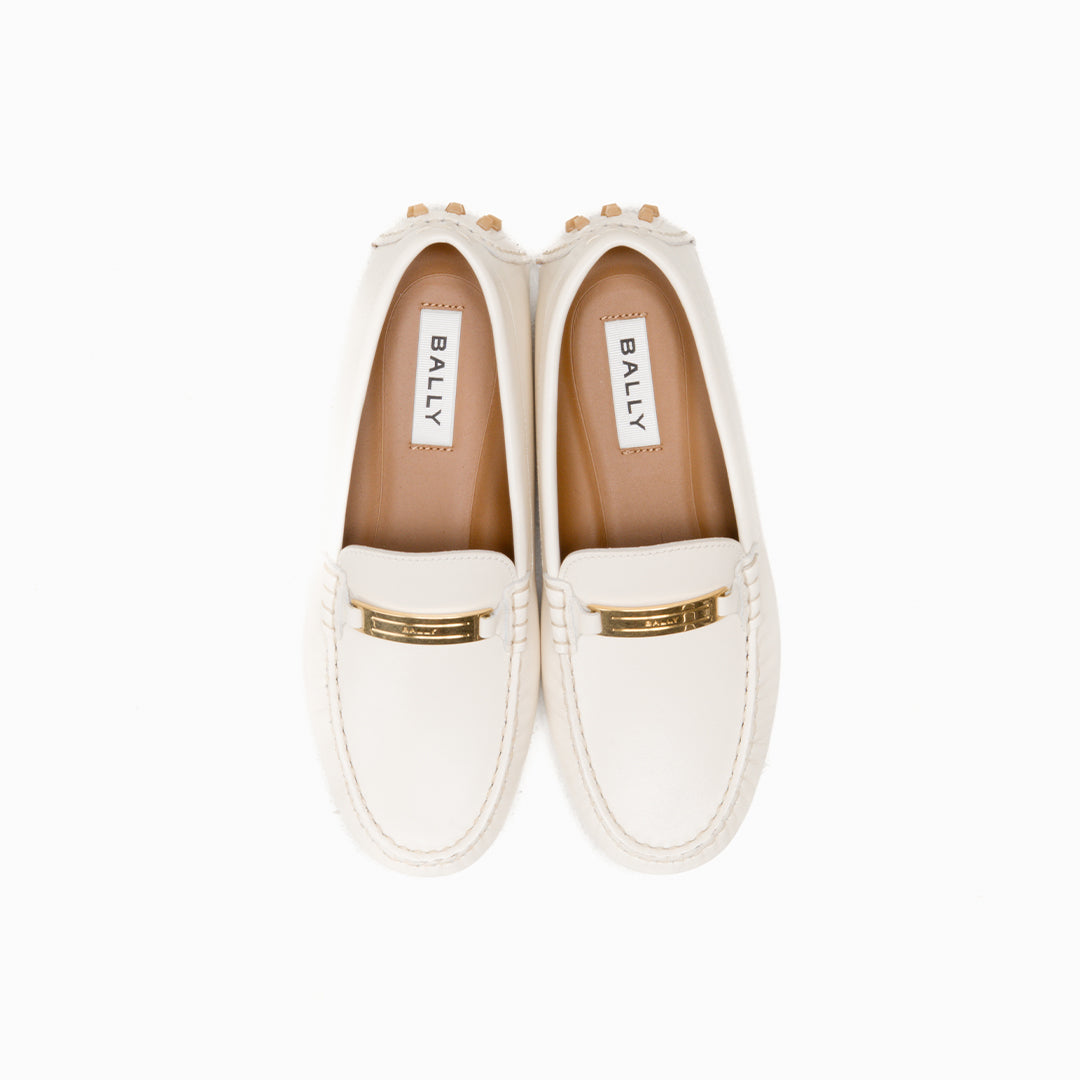 Bally Kaley Driver in Leather-in-White-3-Bally Outlet