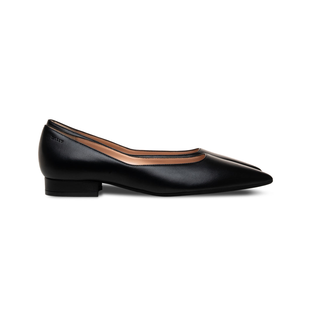 Elsia O Leather Flat Shoes-in-Black-1-Bally Outlet
