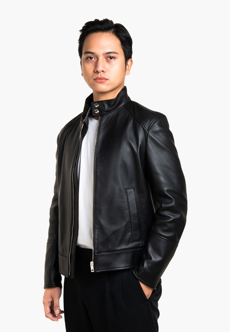 Bally Zipper Leather Jacket-in-Black-1-Bally Outlet