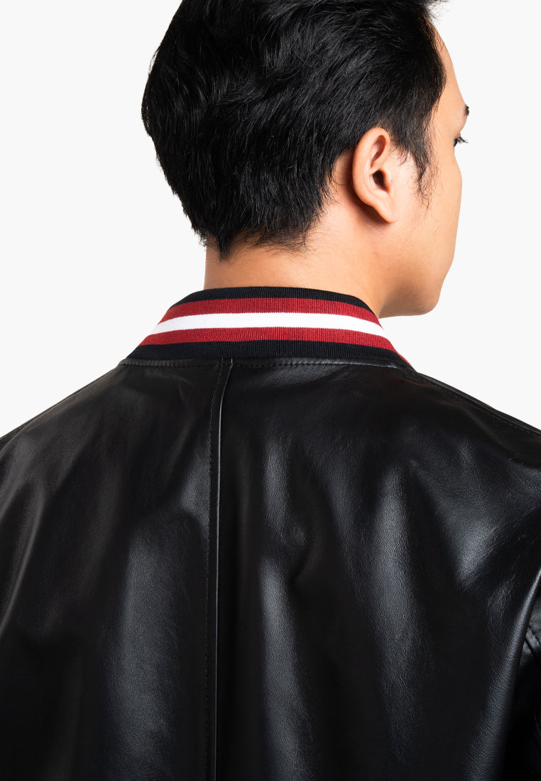 Bally Leather Bomber Jacket-in-Black-5-Bally Outlet