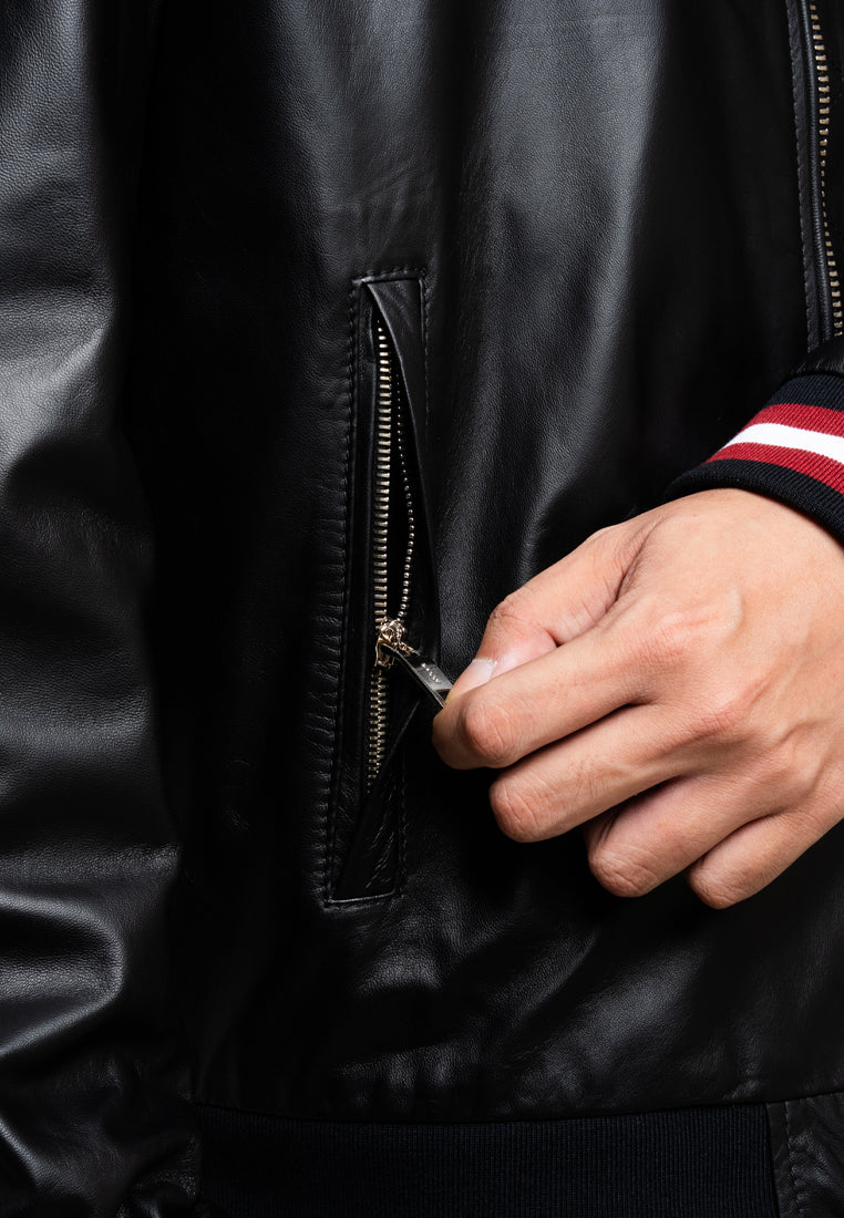 Bally Leather Bomber Jacket-in-Black-6-Bally Outlet