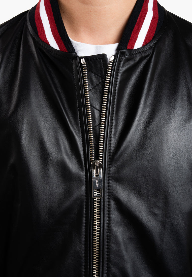 Bally Leather Bomber Jacket-in-Black-2-Bally Outlet