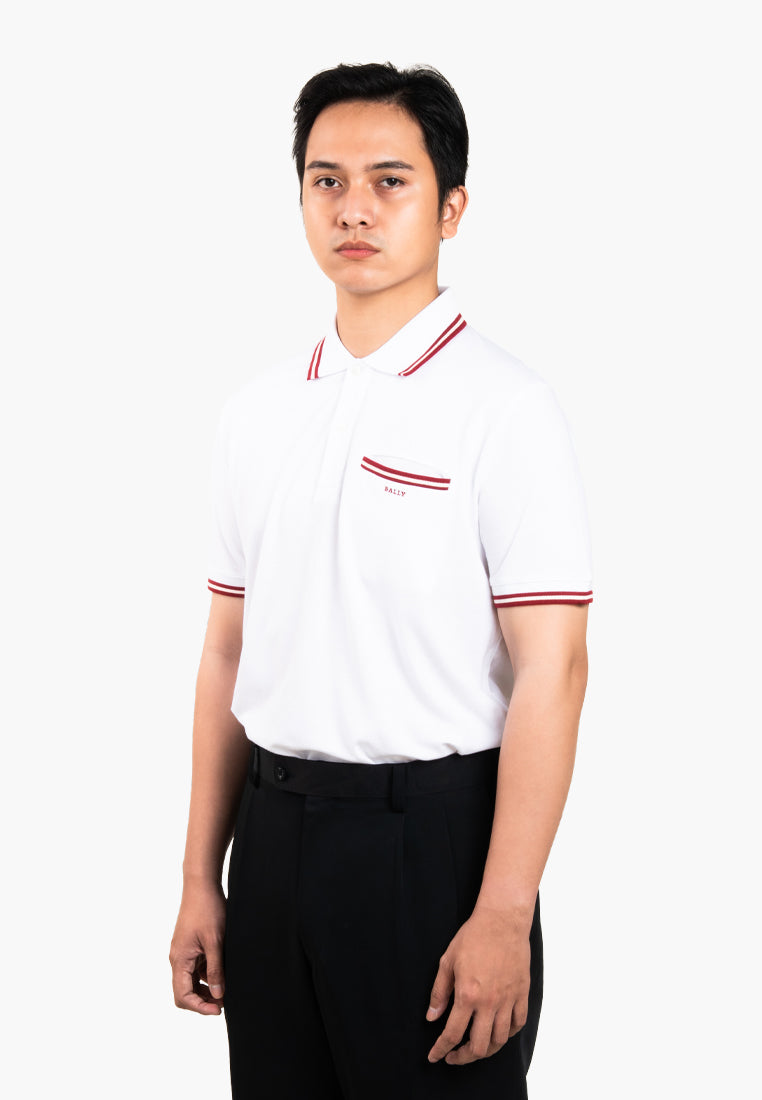 Bally Textured Polo Shirt-in-White-1-Bally Outlet