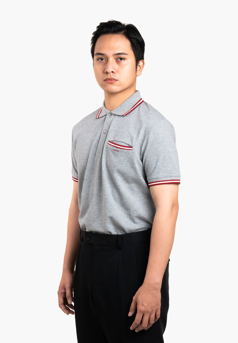 Bally Textured Polo Shirt-in-Grey-1-Bally Outlet
