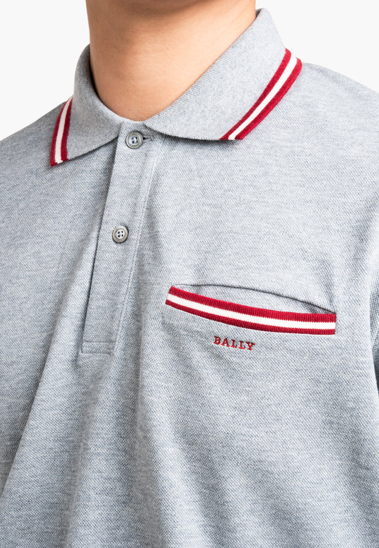 Bally Textured Polo Shirt-in-Grey-6-Bally Outlet
