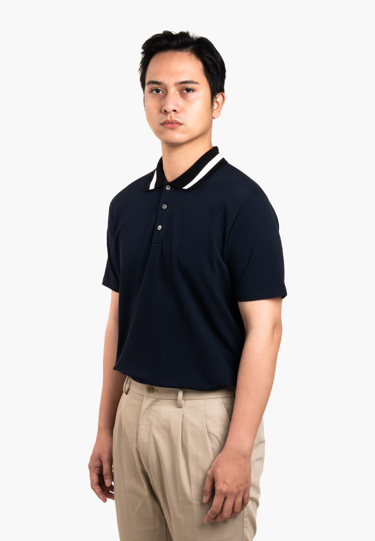 Bally Contrast‑Trim Polo Shirt-in-Navy-1-Bally Outlet