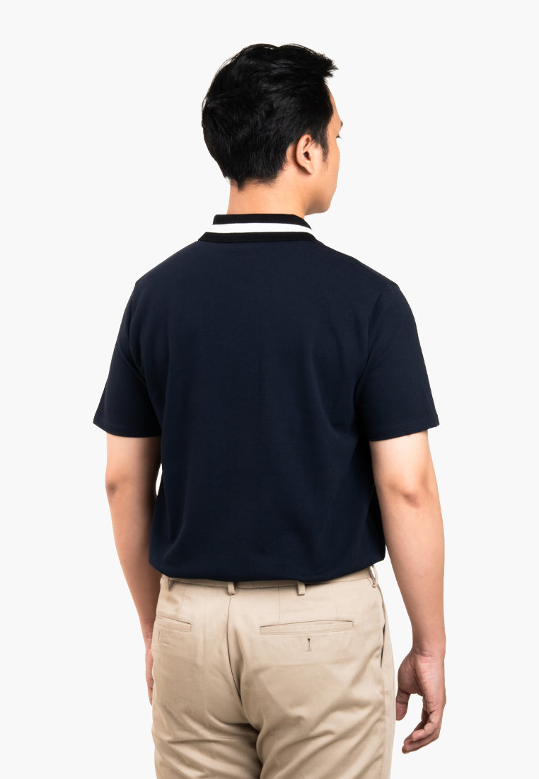 Bally Contrast‑Trim Polo Shirt-in-Navy-4-Bally Outlet