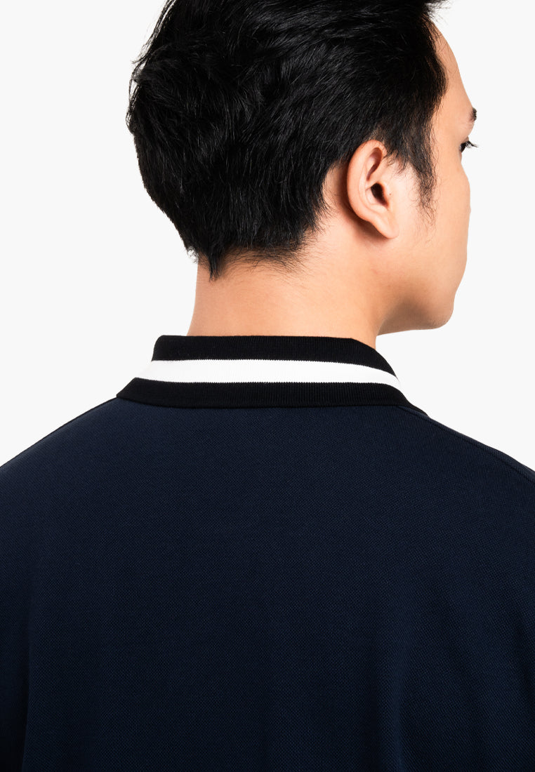 Bally Contrast‑Trim Polo Shirt-in-Navy-5-Bally Outlet