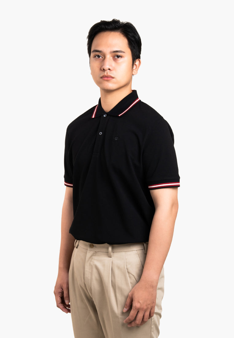 Bally Signature Stripe Polo-in-Black-1-Bally Outlet