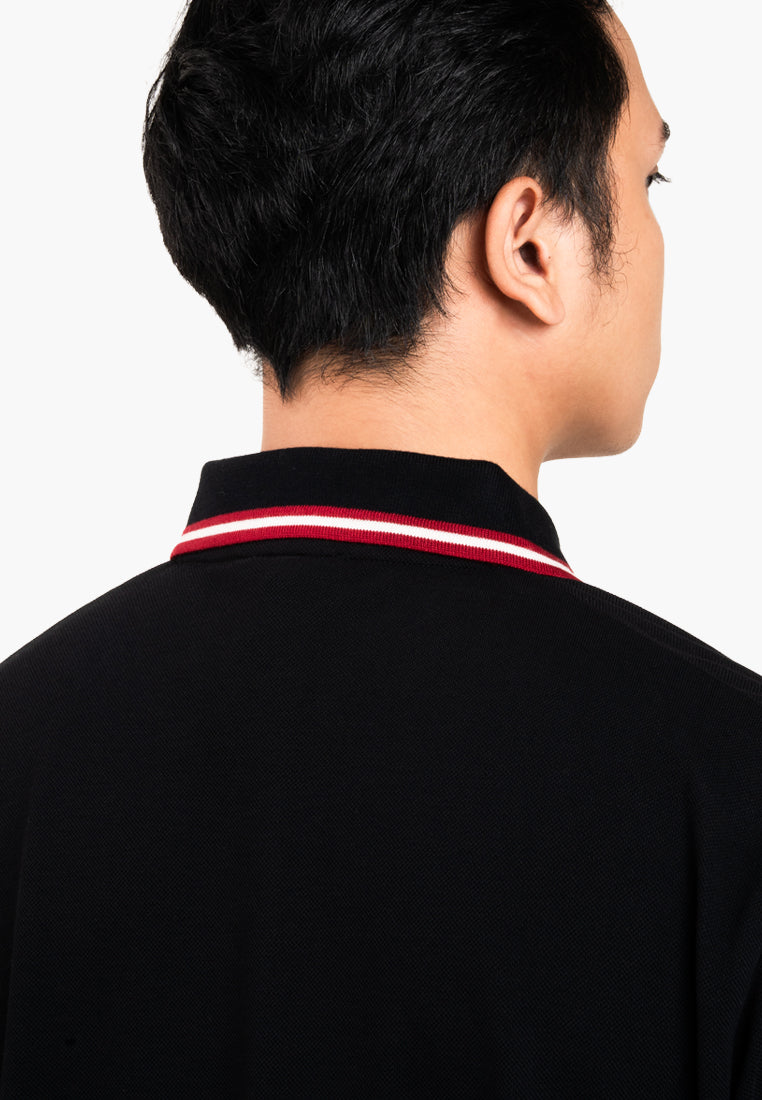 Bally Textured Polo Shirt-in-Black-4-Bally Outlet