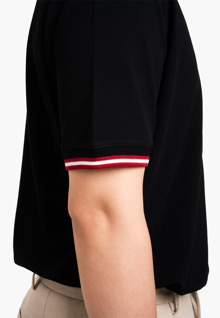 Bally Textured Polo Shirt-in-Black-5-Bally Outlet