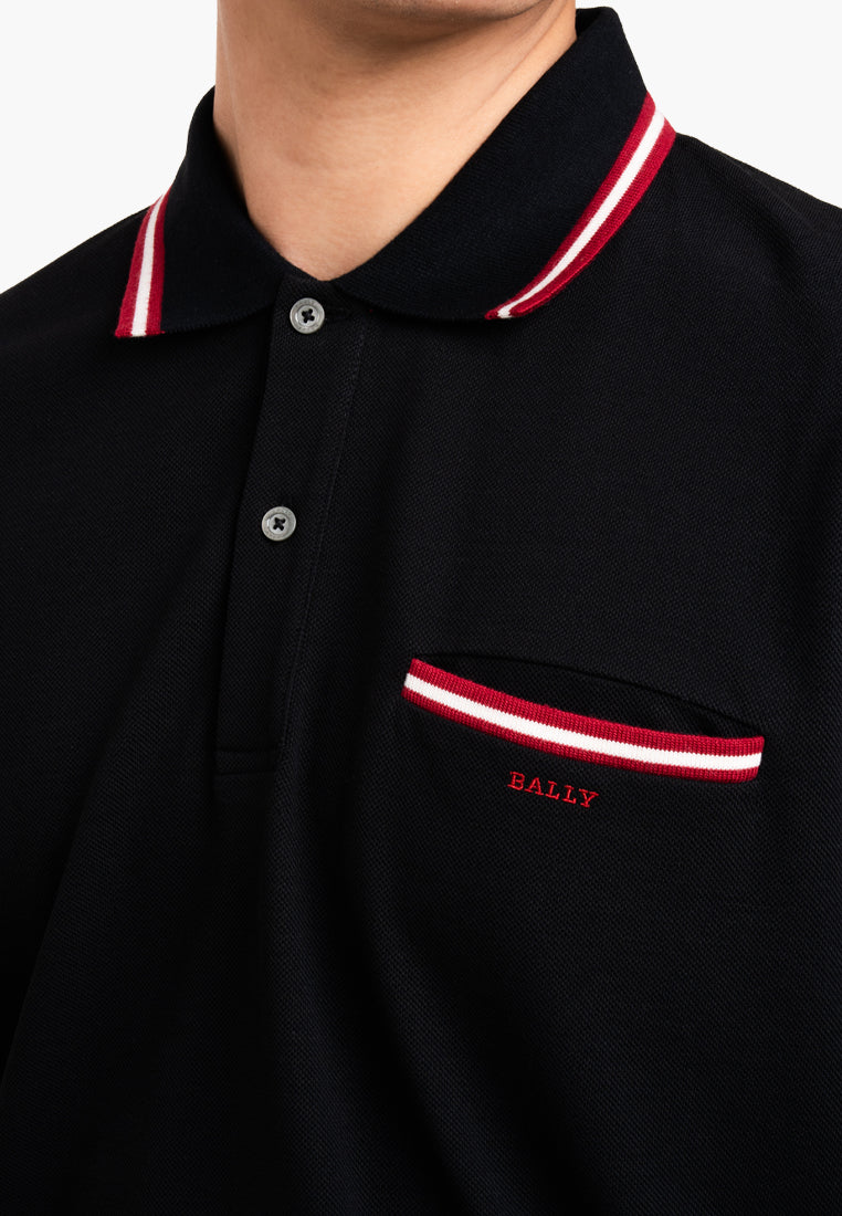 Bally Textured Polo Shirt-in-Black-6-Bally Outlet