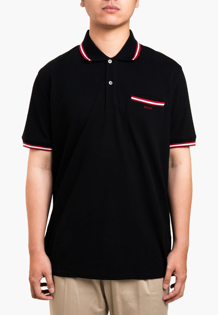Bally Textured Polo Shirt-in-Black-7-Bally Outlet