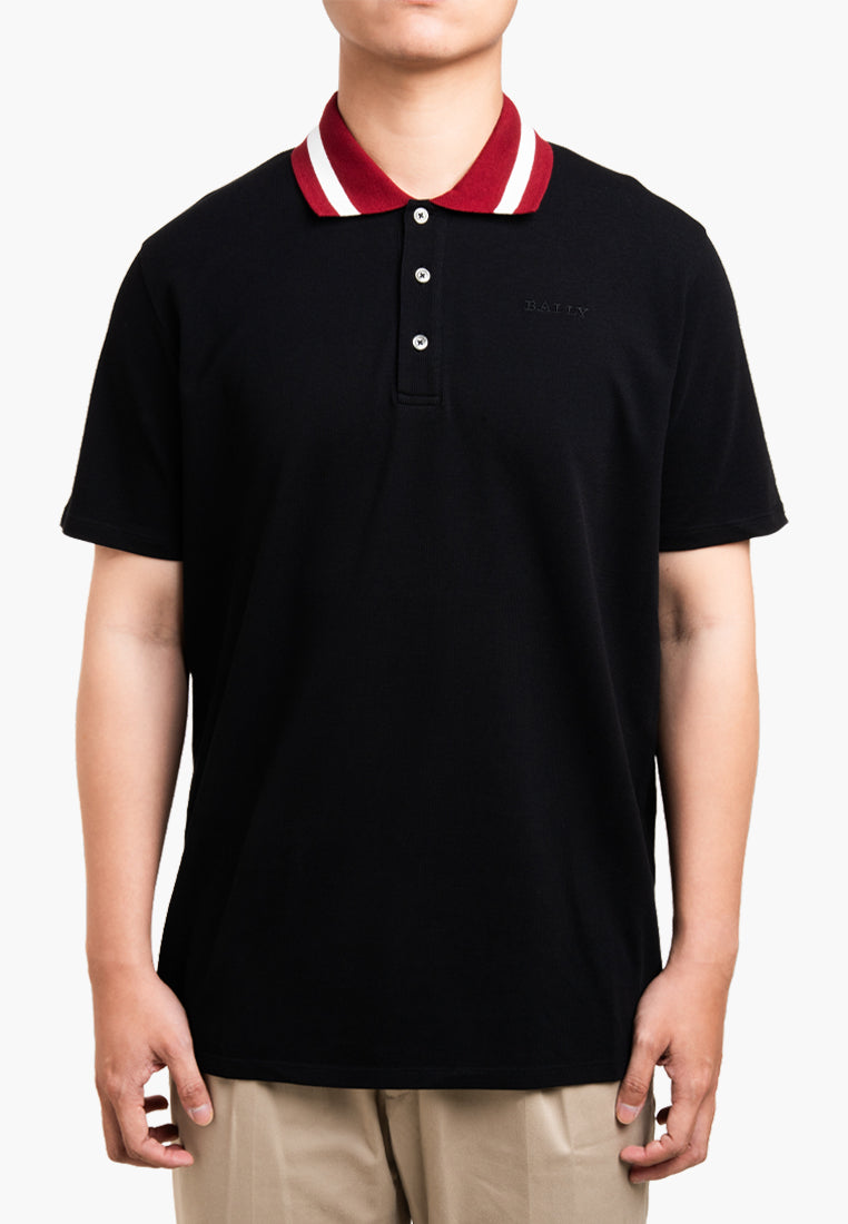 Bally Contrast Collar Polo Shirt-in-Black-6-Bally Outlet