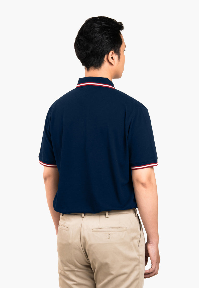 Bally Textured Polo Shirt-in-Navy-5-Bally Outlet