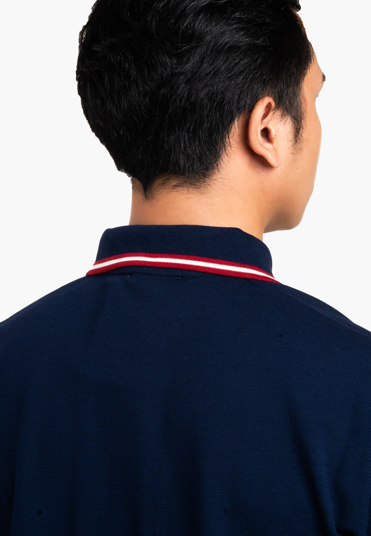 Bally Textured Polo Shirt-in-Navy-4-Bally Outlet