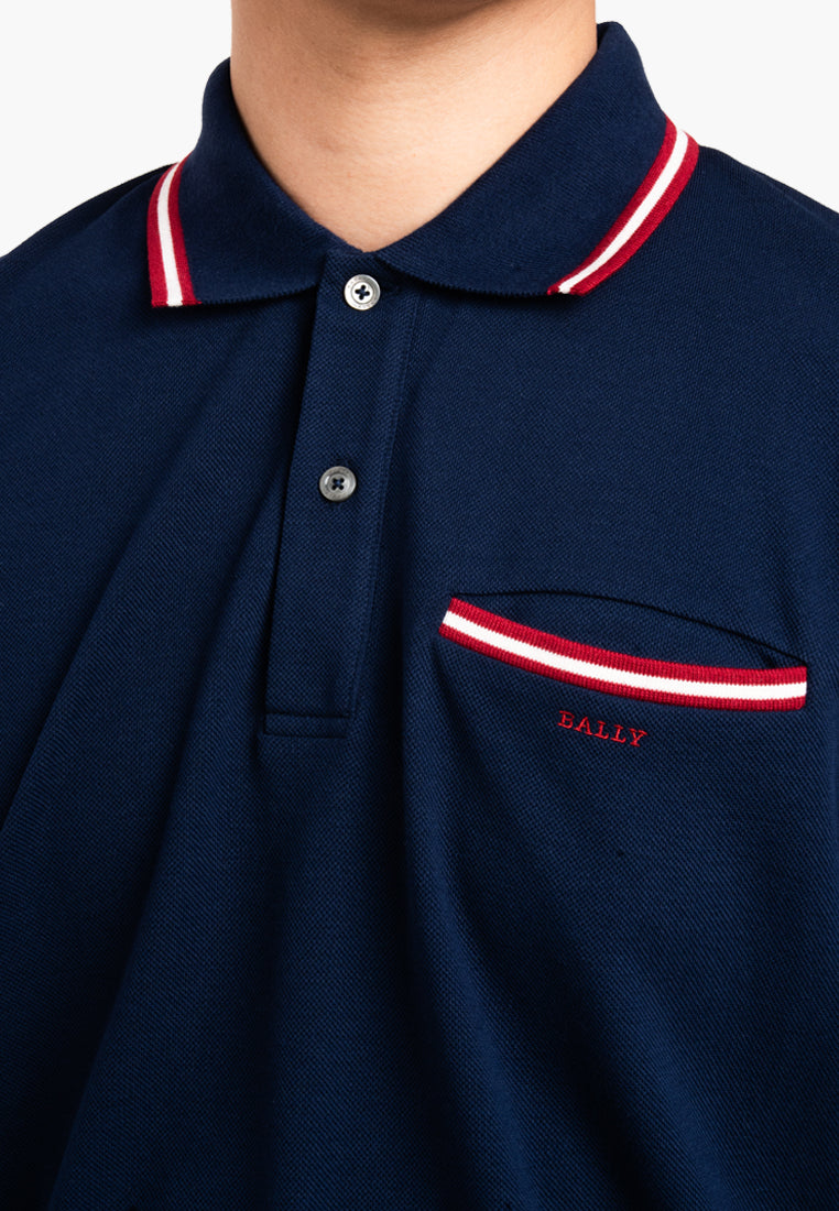 Bally Textured Polo Shirt-in-Navy-6-Bally Outlet