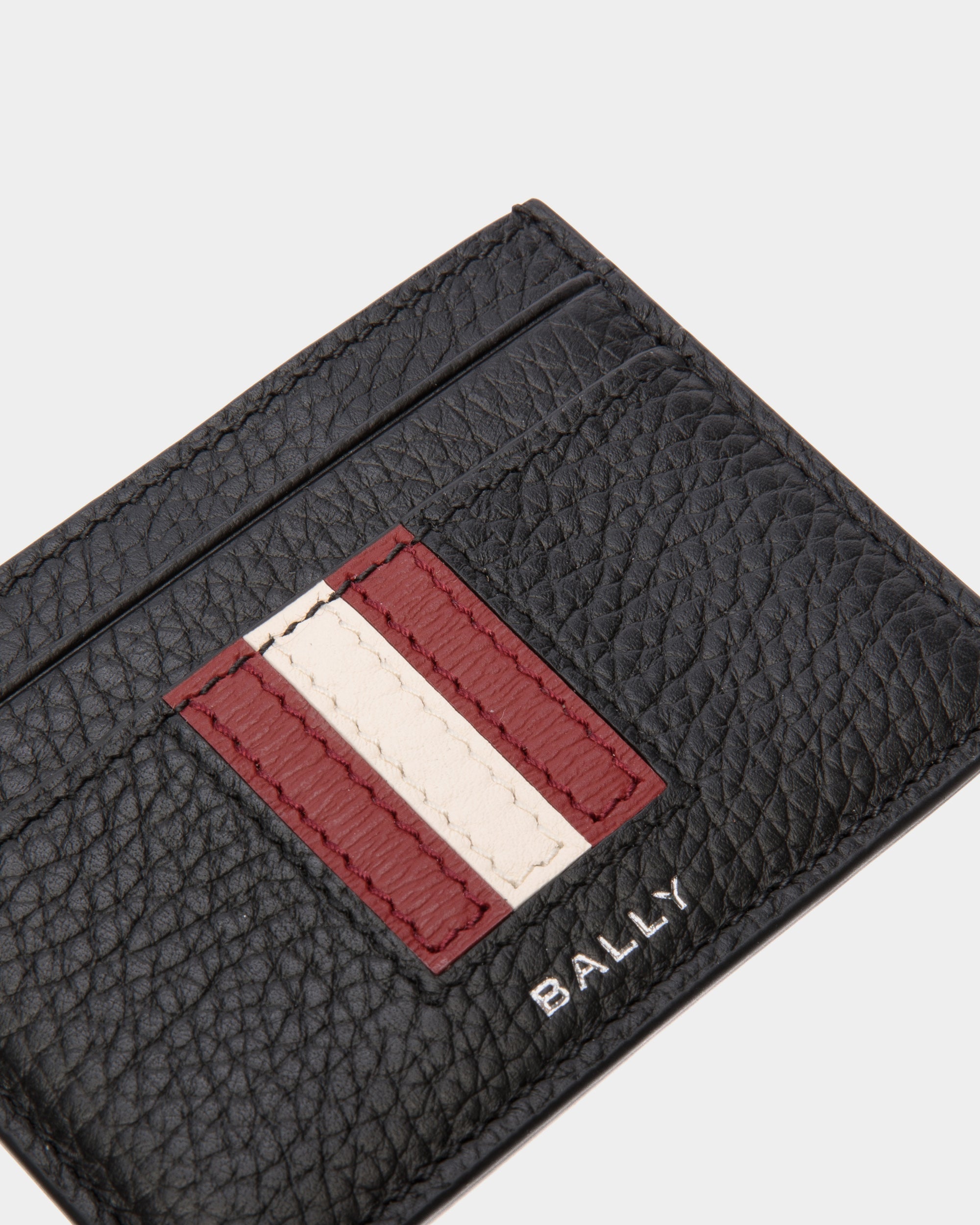 Bally Ribbon Card Holder In Black Grained Leather-in-Black-4-Bally Outlet