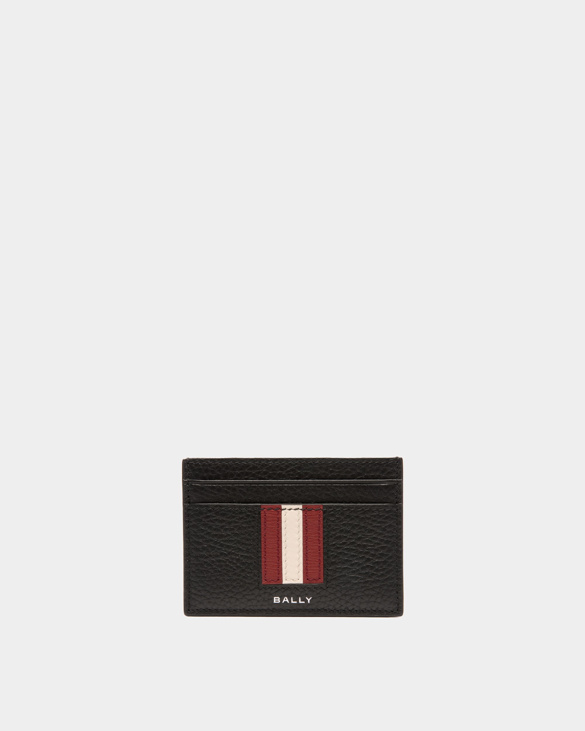 Bally Ribbon Card Holder In Black Grained Leather-in-Black-1-Bally Outlet