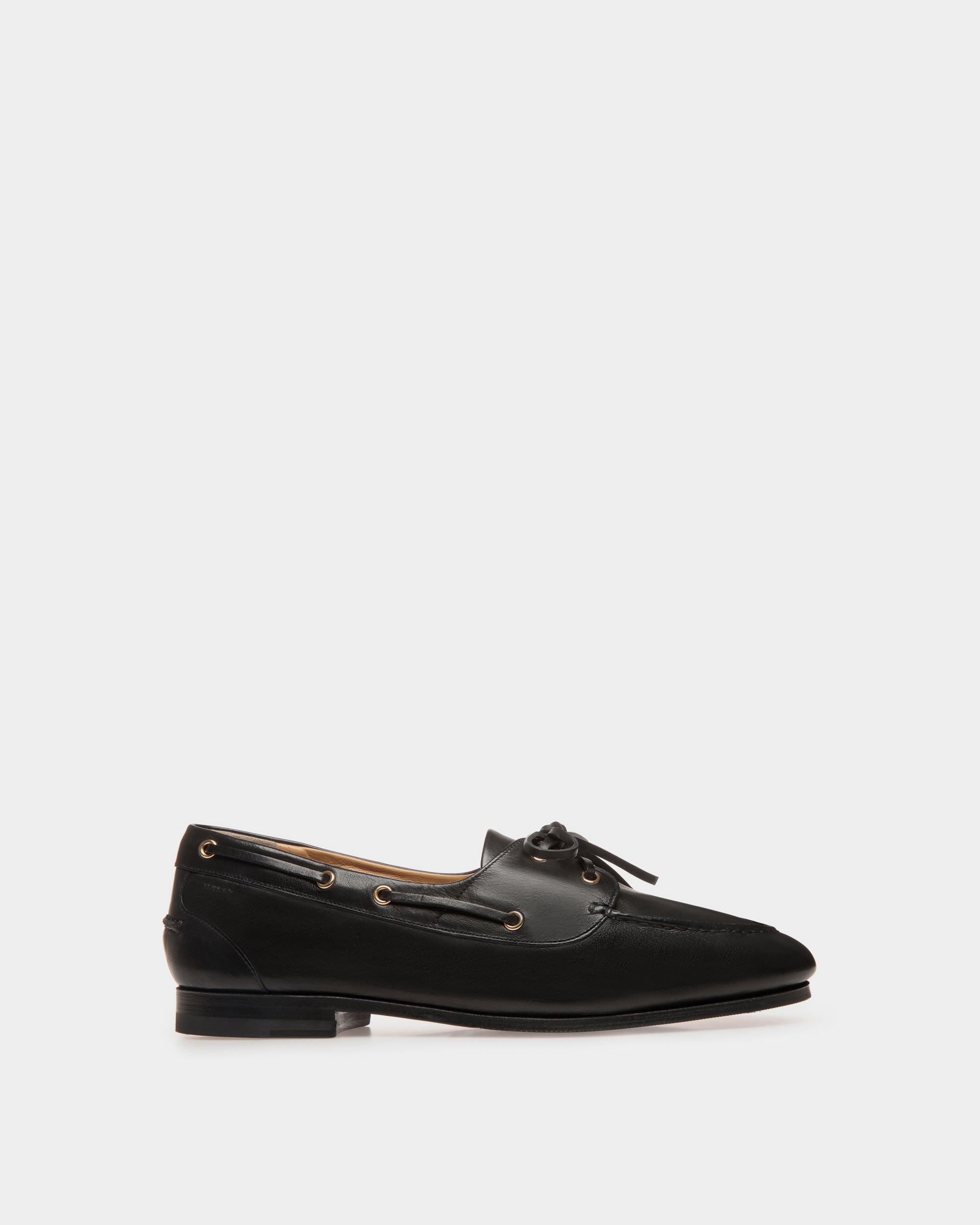 Bally Plume Moccasin in Leather-in-Black-1-Bally Outlet