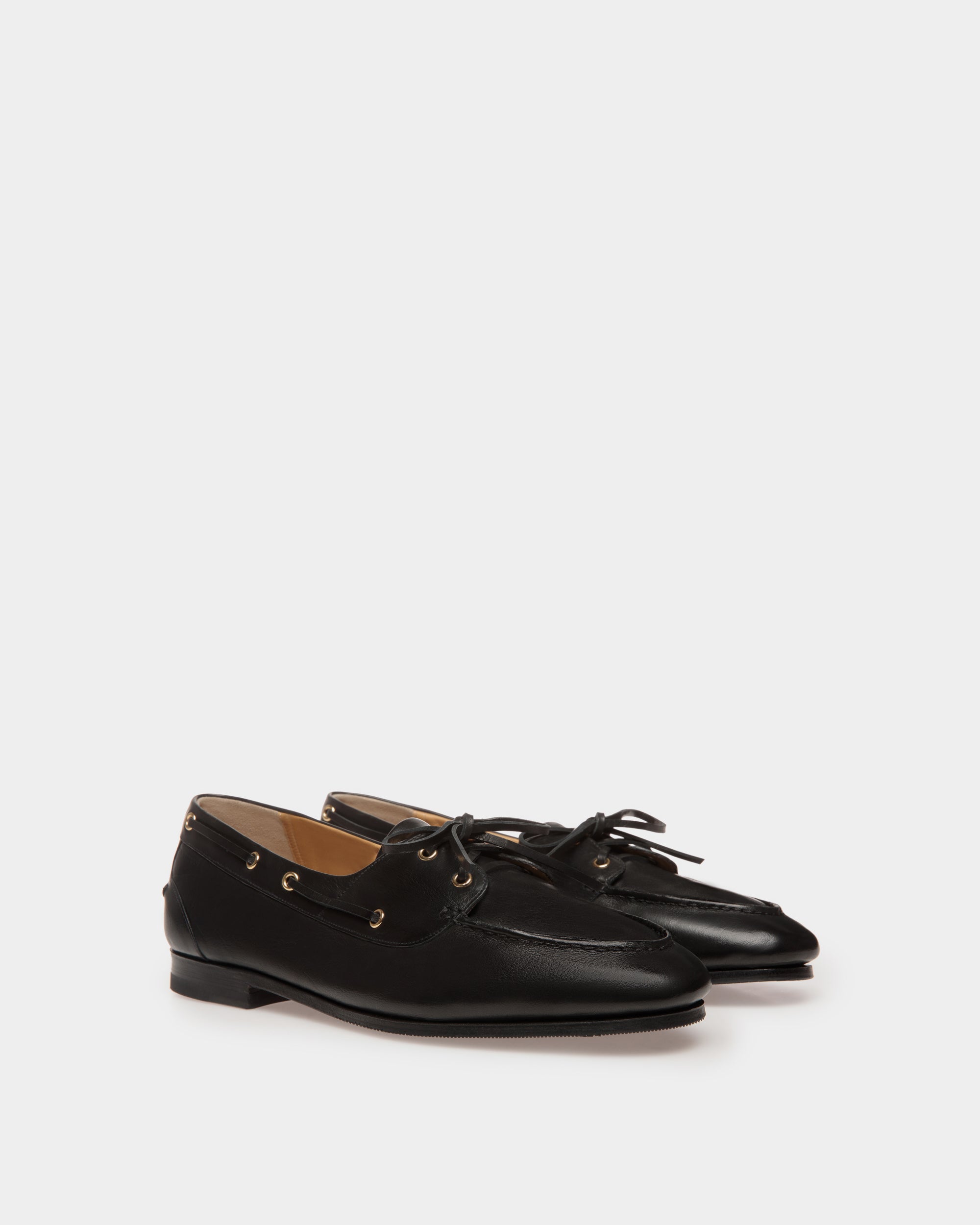 Bally Plume Moccasin in Leather-in-Black-3-Bally Outlet