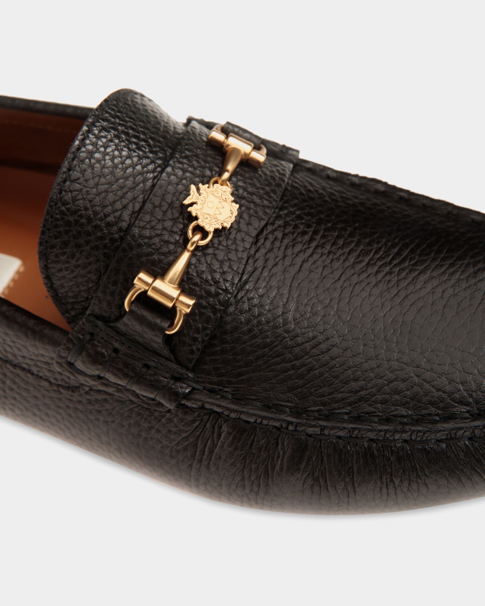 Bally Kerbs Driver in Grained Leather-in-Black-6-Bally Outlet