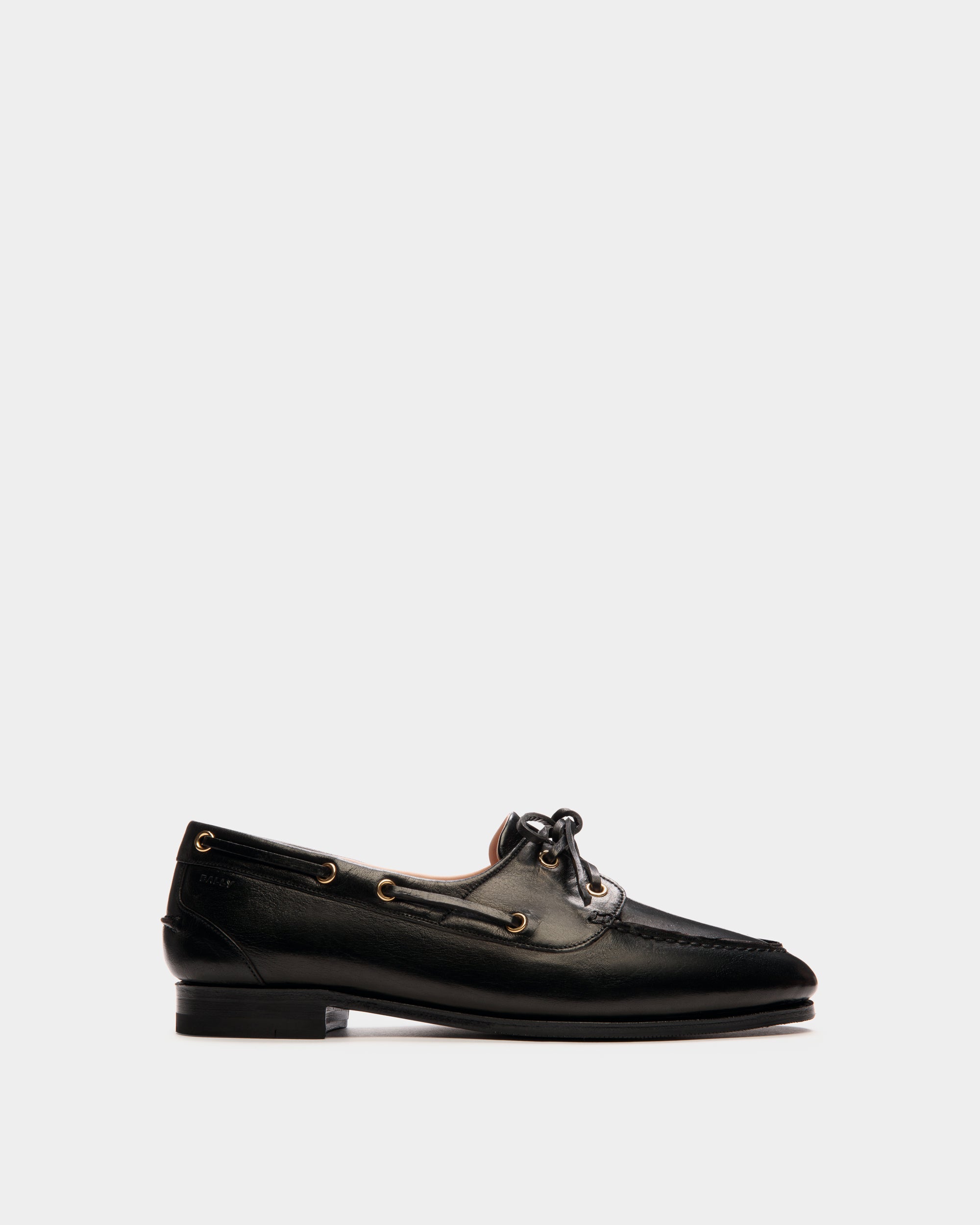 Bally Plume Moccasin Pathy In Leather-in-Black-1-Bally Outlet