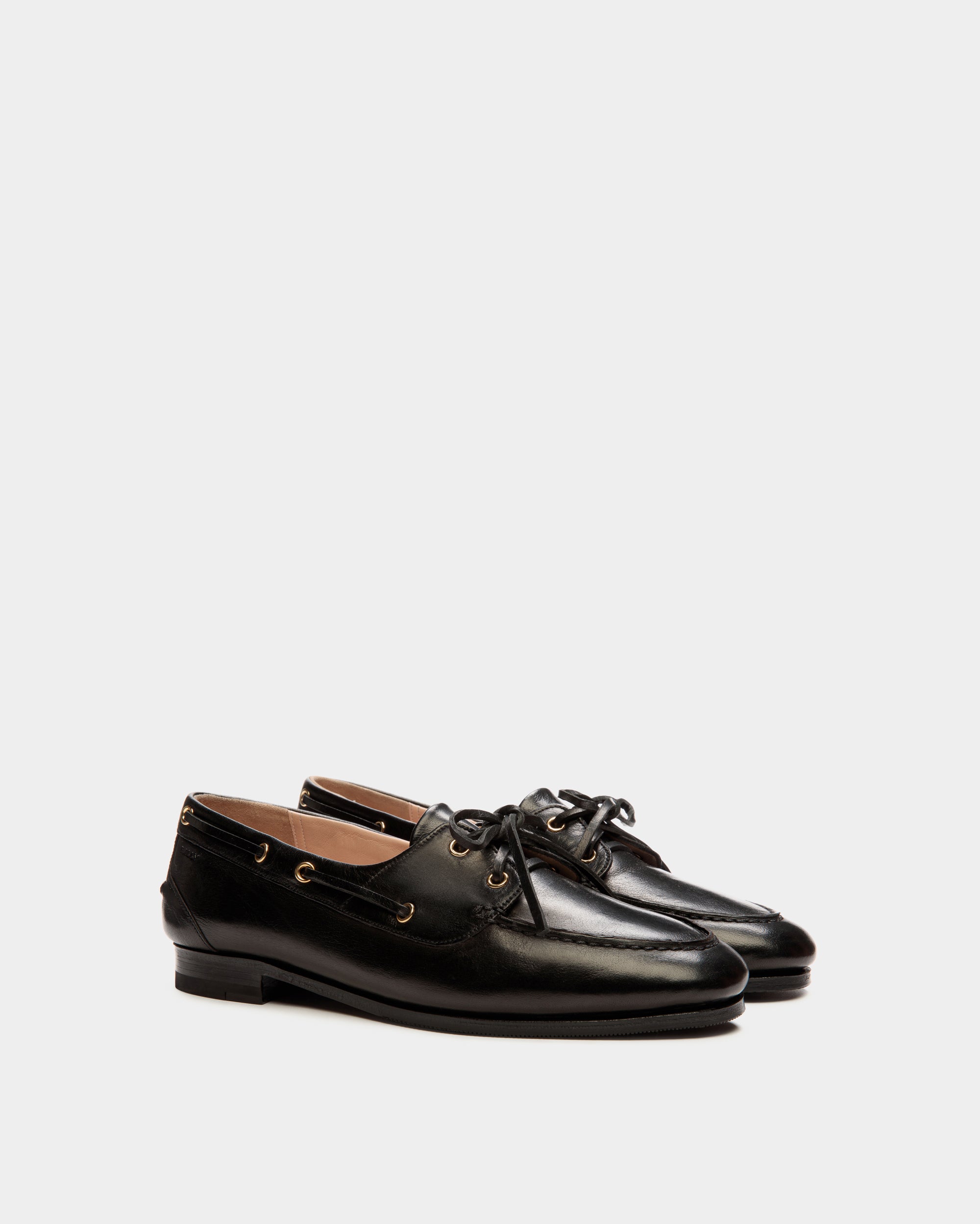 Bally Plume Moccasin Pathy In Leather-in-Black-2-Bally Outlet