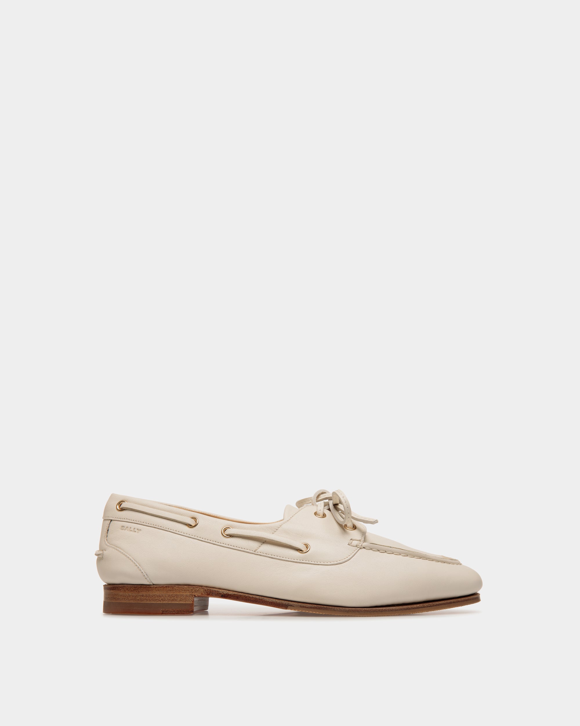 Bally Plume Moccasin in Leather-in-White-1-Bally Outlet