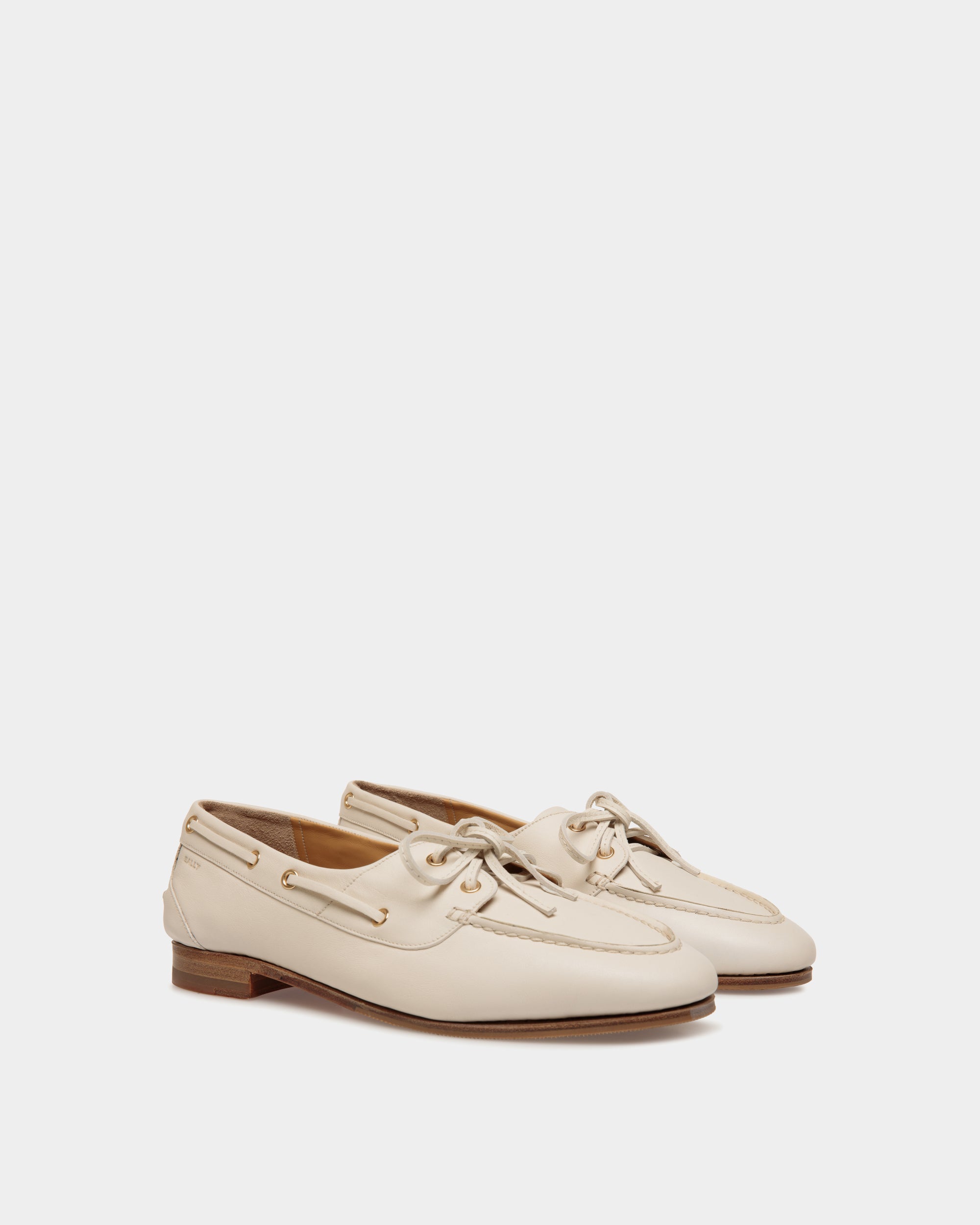 Bally Plume Moccasin in Leather-in-White-3-Bally Outlet