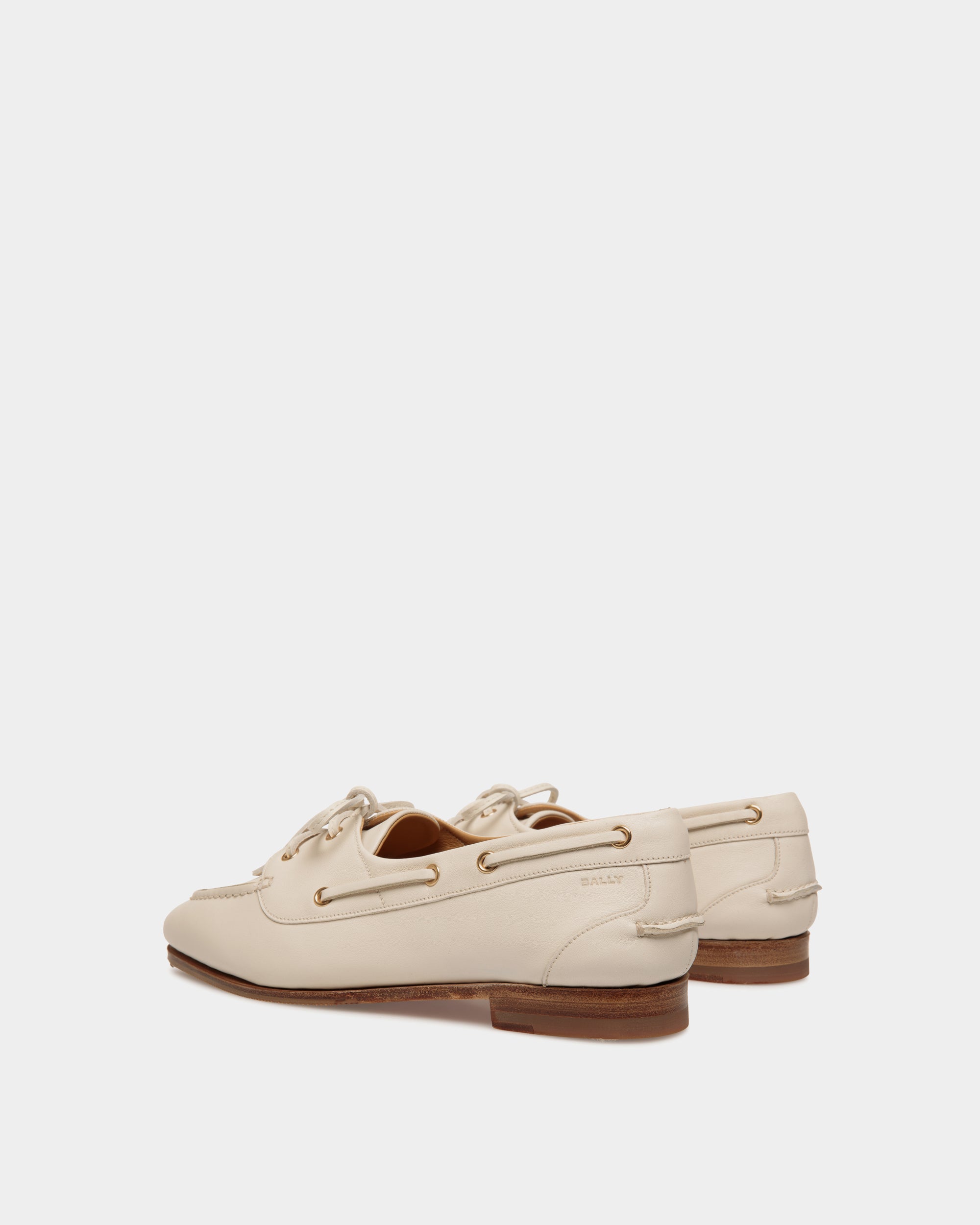Bally Plume Moccasin in Leather-in-White-4-Bally Outlet
