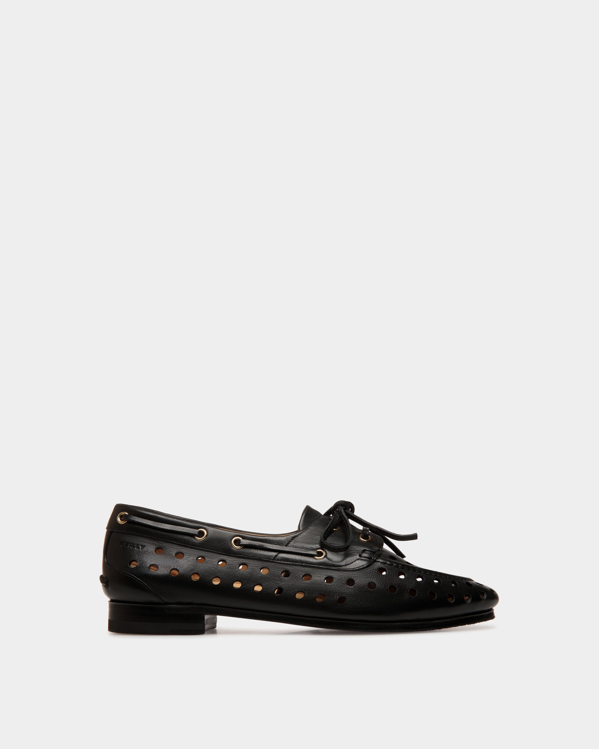 Bally Plume Moccasin in Leather-in-Black-1-Bally Outlet