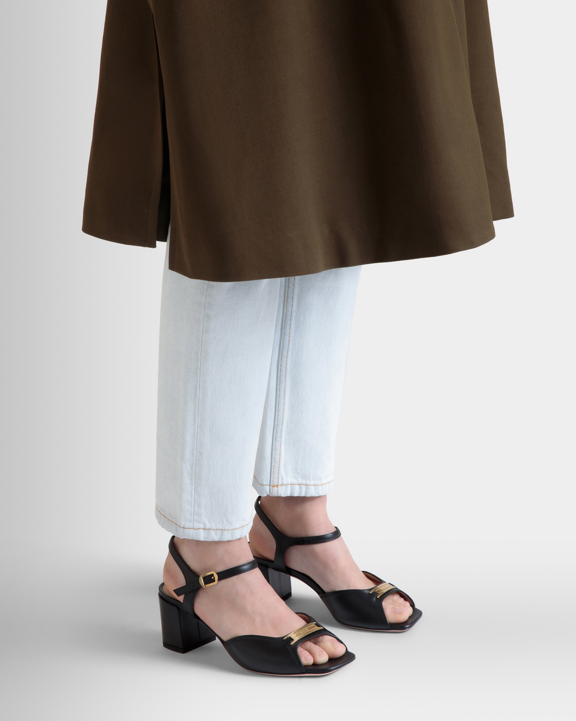 Bally Bally 55mm Deco Sandals in Leather-in-Black-2-Bally Outlet